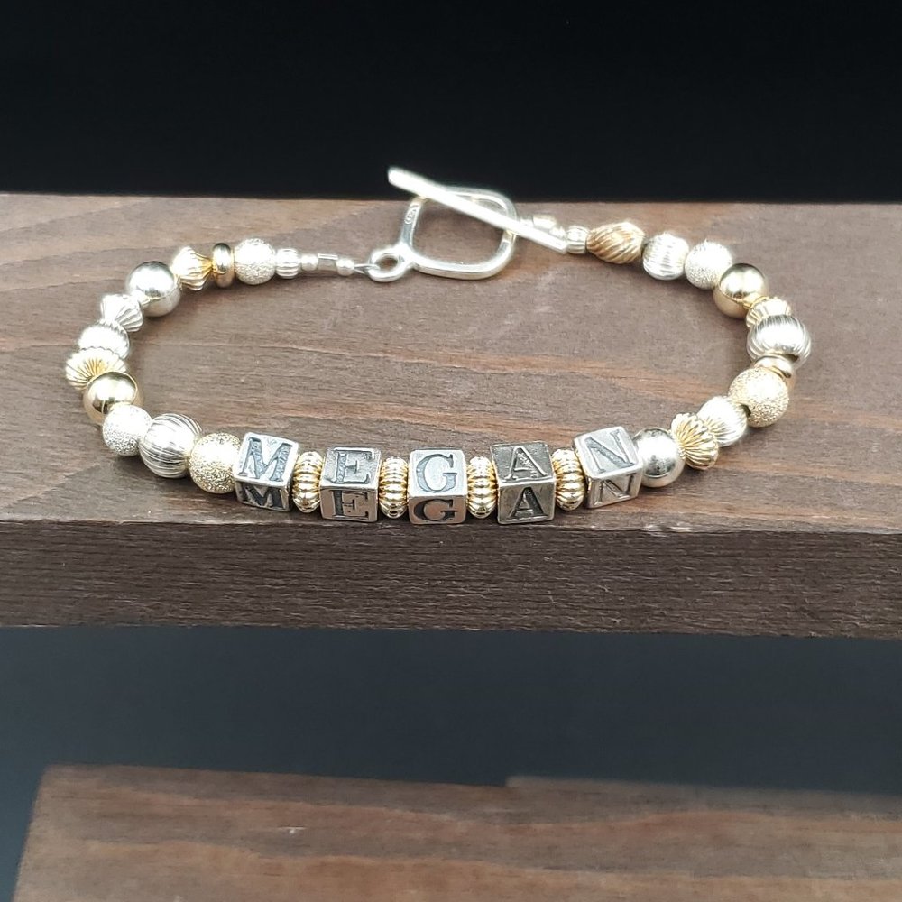 7 Inch Sterling Silver Megan Name Cute Bracelet